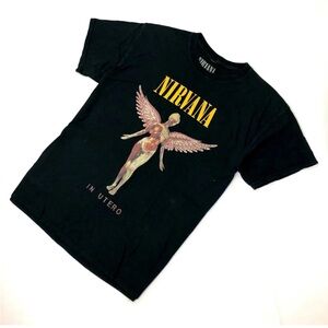 NIRVANA IN UTERO Relaxed Graphic Tee Unisex LG Music Band T-shirt Black